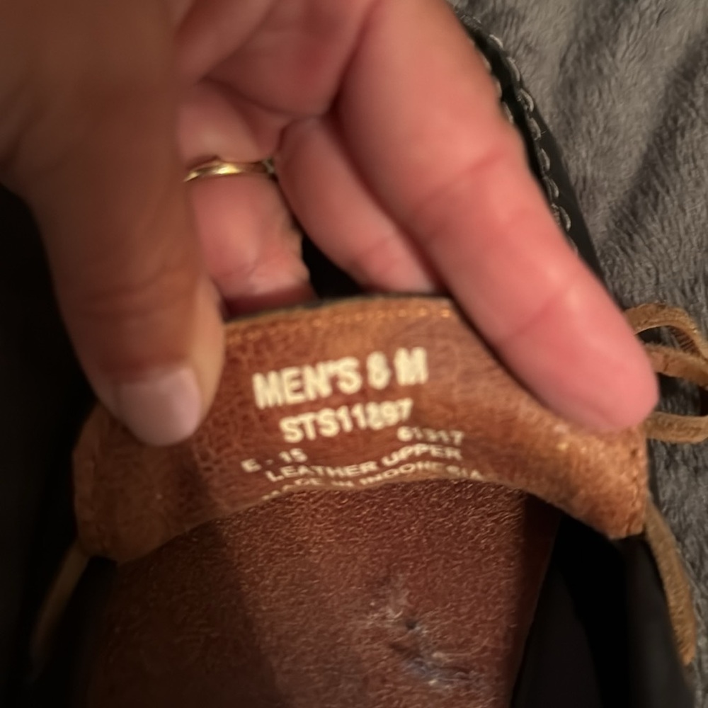 Sperry Black Leather Boat Shoes with Tan Laces - Picture 4 of 4